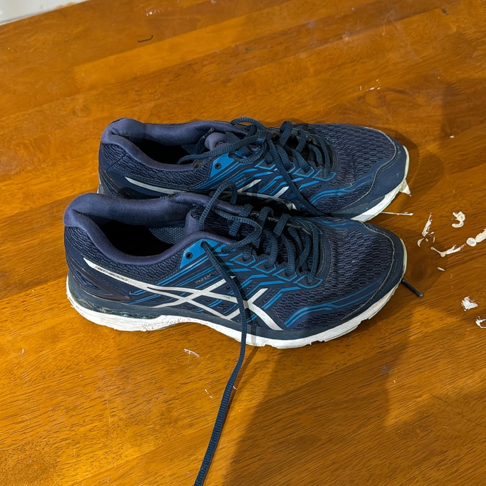 Asics Navy Blue and White Women's Athletic Running Shoes